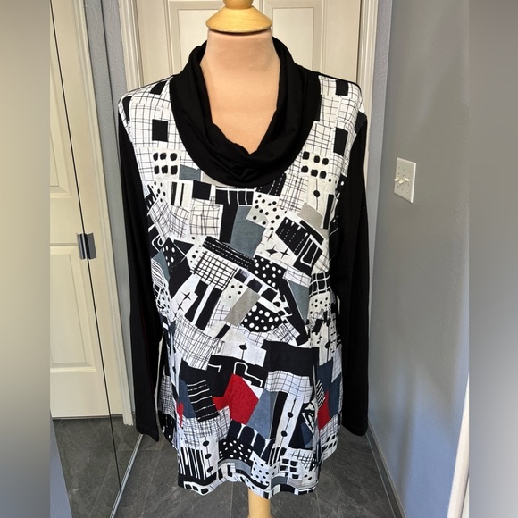 Simply Art by Dolcezza Abstract Print Tunic Top Art to Wear Funky - Picture 1 of 6